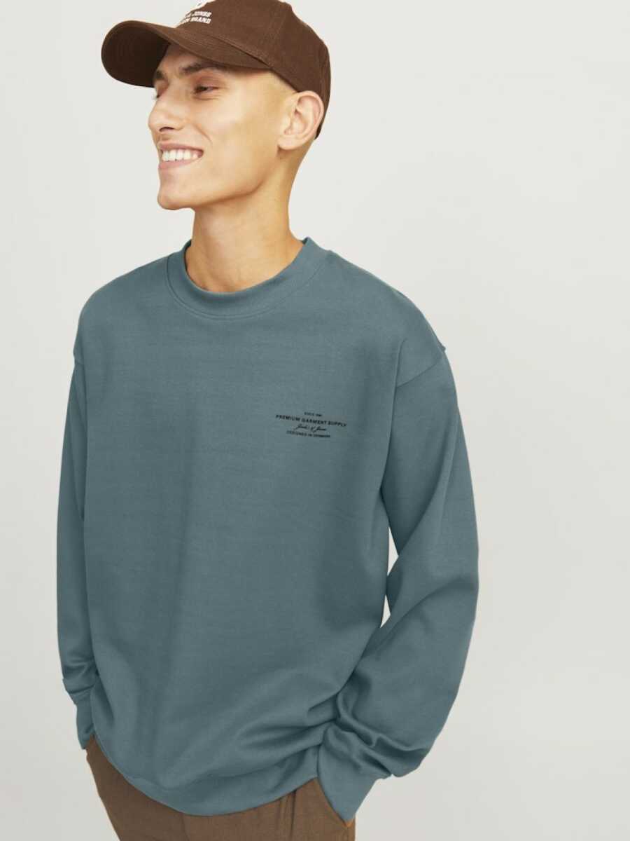 Jack Jones Blachad Brandıng Bisiklet Yaka Erkek Sweat 12261386 - 2