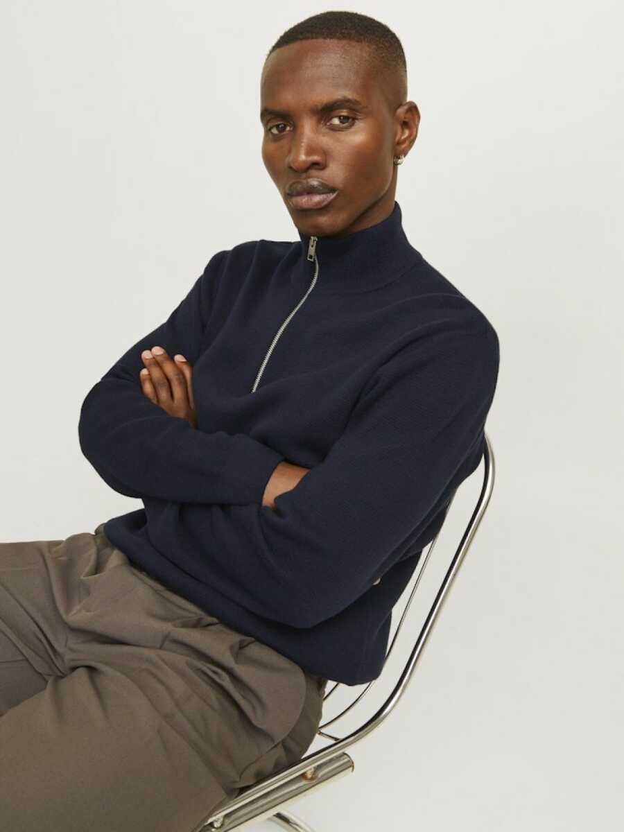 Jack Jones Blamılano Fermuarlı YakaRelax Fit Erkek Kazak 12259664 - 3