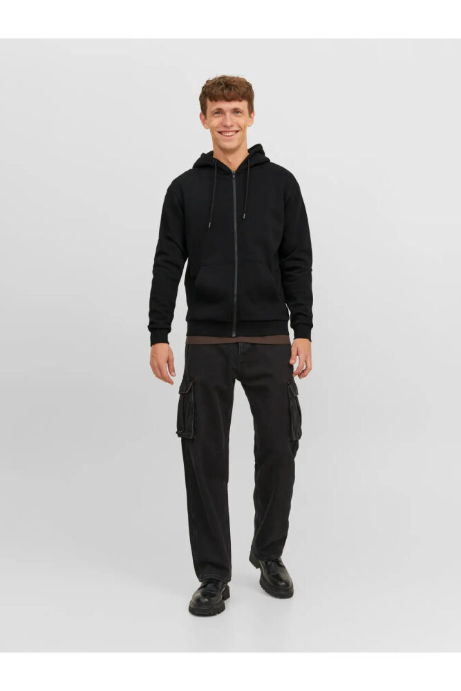 Jack Jones Bradley Relaxed Fit Fermuarlı Kapüşonlu Erkek Sweat 12249342 (1)