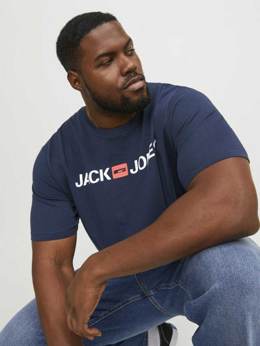 Jack Jones Carp Logo Büyük Beden Erkek Tişört 12184987 - 3