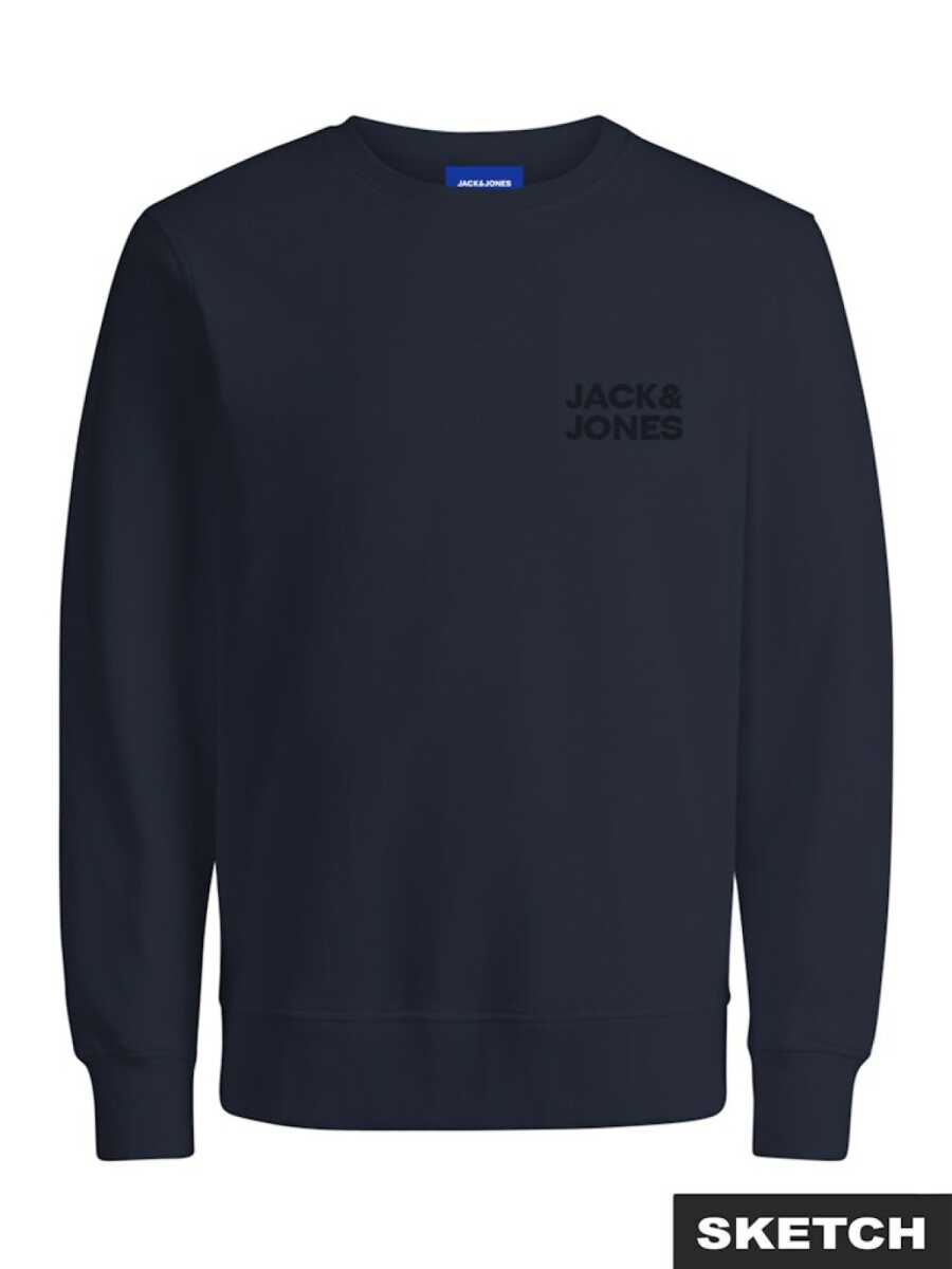 Jack Jones Logo Bisiklet Yaka Relax Fit Erkek Sweat 12290659 - 1