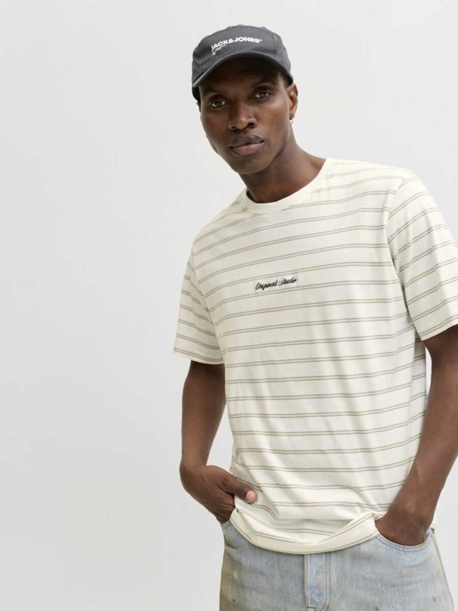 Jack Jones Norrebro Strıpe Çizgili Relax Fit Erkek Tişört 12291021 - 2