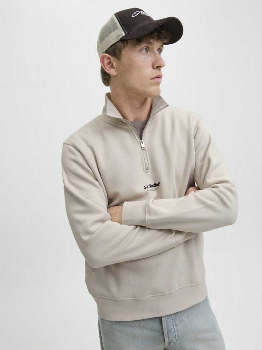 Jack Jones Soho Relax Fit Yaka Fermuarlı Erkek Sweat 12278793 - 2