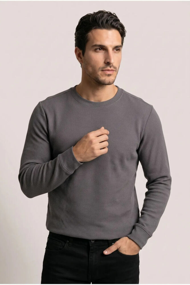 Jsco 6210 0 Yaka Basic Waffle Erkek Sweatshirt JSSWTK27E000007 (1)