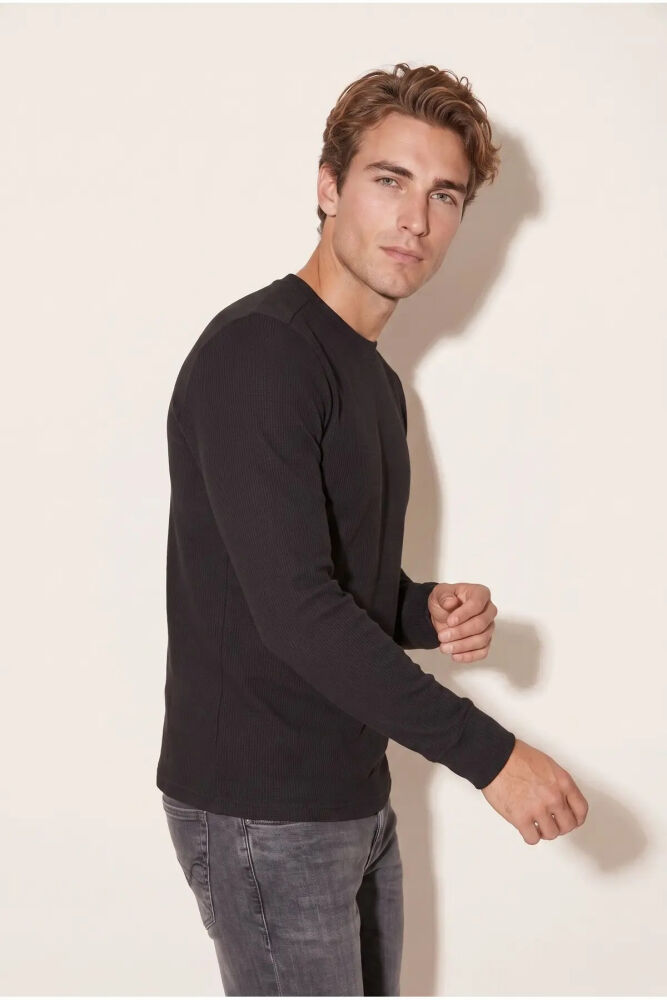 Jsco 6210 0 Yaka Basic Waffle Erkek Sweatshirt JSSWTK27E000007 (1)