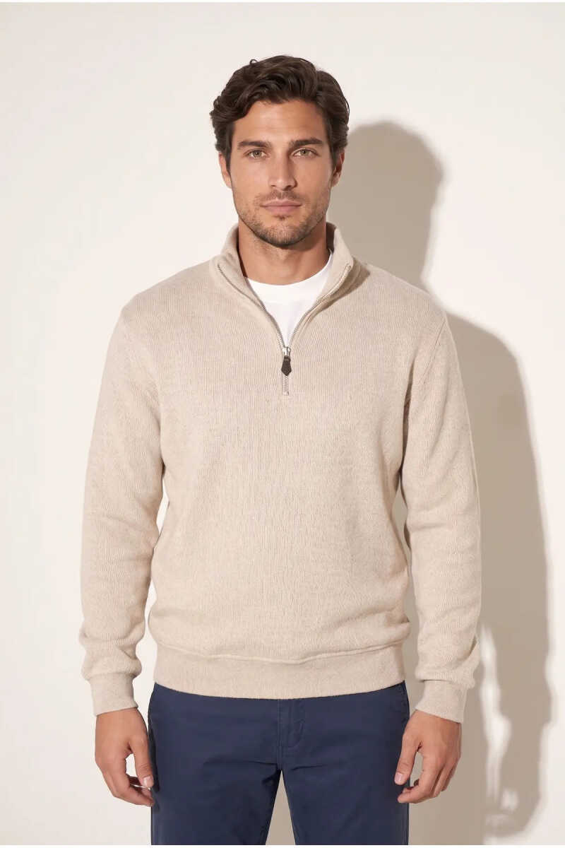 Jsco 6228 Dik Yaka Fermuarlı Muline Selanik Erkek Sweatshirt JSSWTK27E000018 - 1