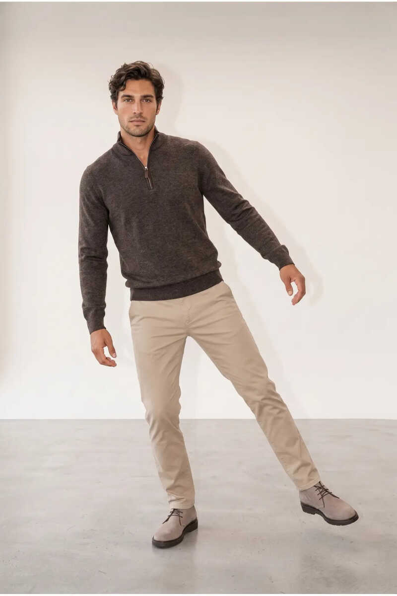 Jsco 6228 Dik Yaka Fermuarlı Muline Selanik Erkek Sweatshirt JSSWTK27E000018 - 2