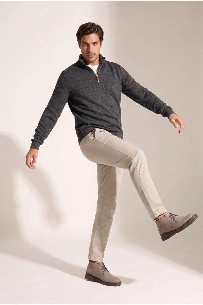 Jsco 6228 Dik Yaka Fermuarlı Muline Selanik Erkek Sweatshirt JSSWTK27E000018