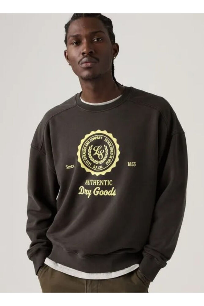 Levi's Boxy Graphıc Crew Ls Authentıc 2 Jet Black Erkek Sweatshirt 005PK-0010
