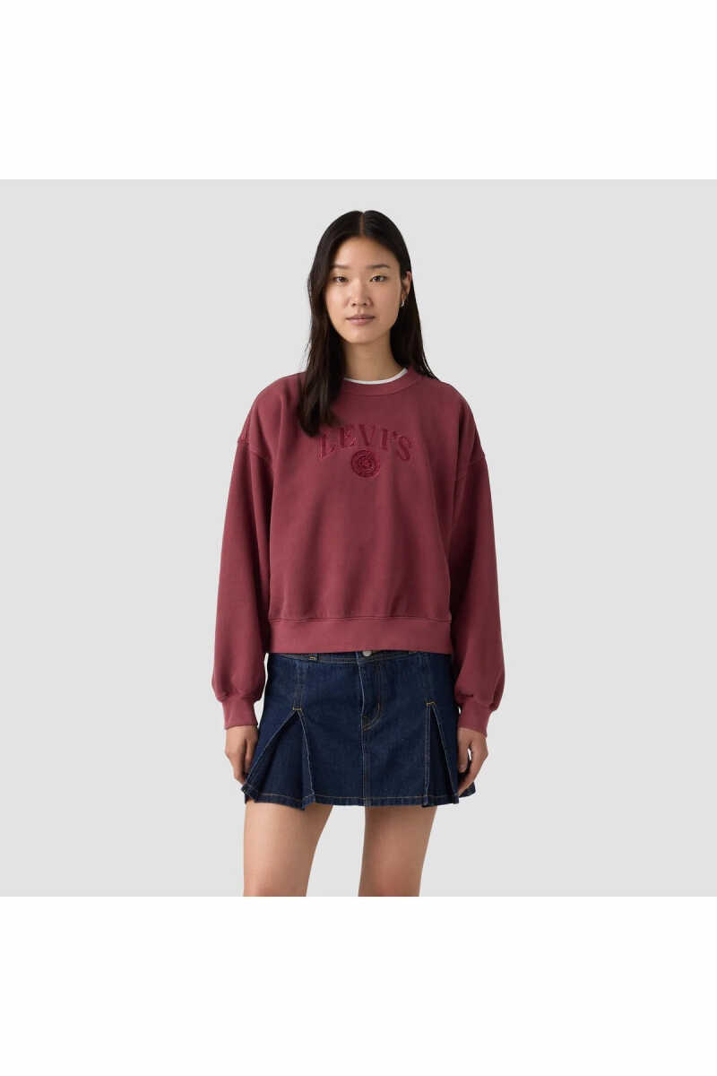 Levi's Gr Vıntage Boxy Crew Satın Applıque College Logo Gd Warm Cabernet Kadın Sweatshirt 005OZ-0019 - 1