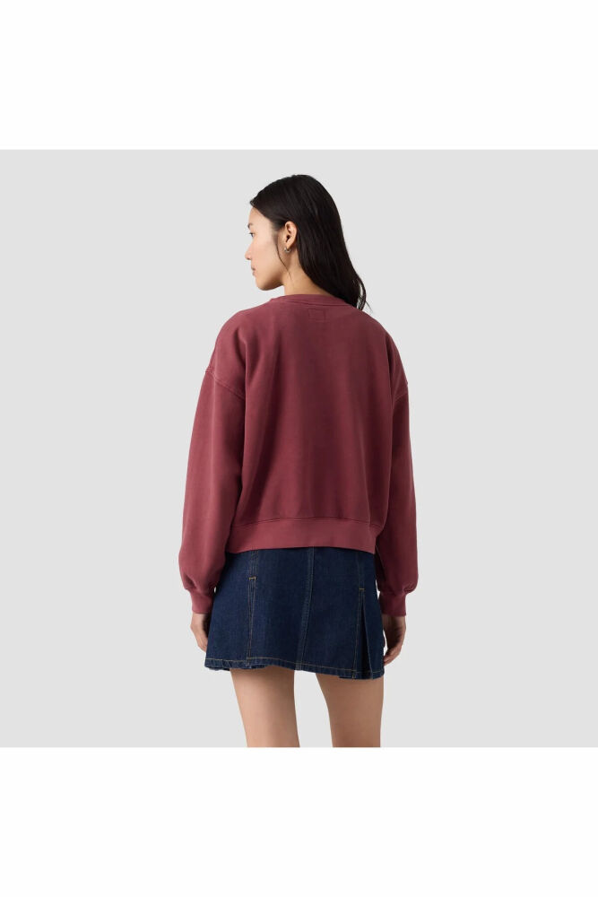 Levi's Gr Vıntage Boxy Crew Satın Applıque College Logo Gd Warm Cabernet Kadın Sweatshirt 005OZ-0019 (1)