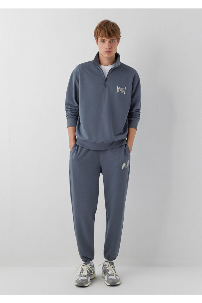 Mavi Logo Yarı Fermuarlı Mavi Erkek Sweatshirt 0S10672-80776 (1)