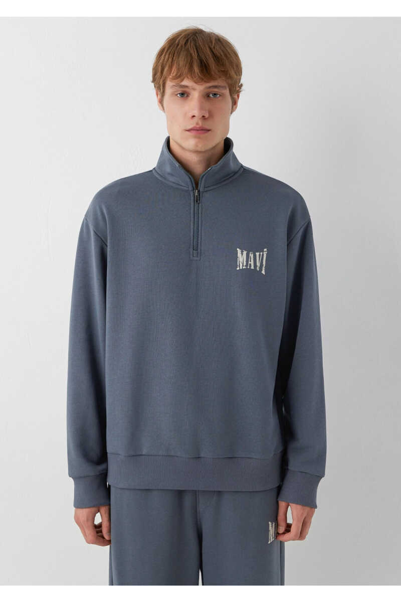 Mavi Logo Yarı Fermuarlı Mavi Erkek Sweatshirt 0S10672-80776 - 3