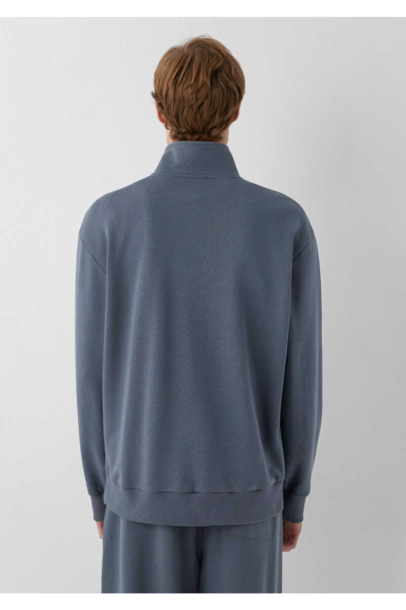 Mavi Logo Yarı Fermuarlı Mavi Erkek Sweatshirt 0S10672-80776 - 5