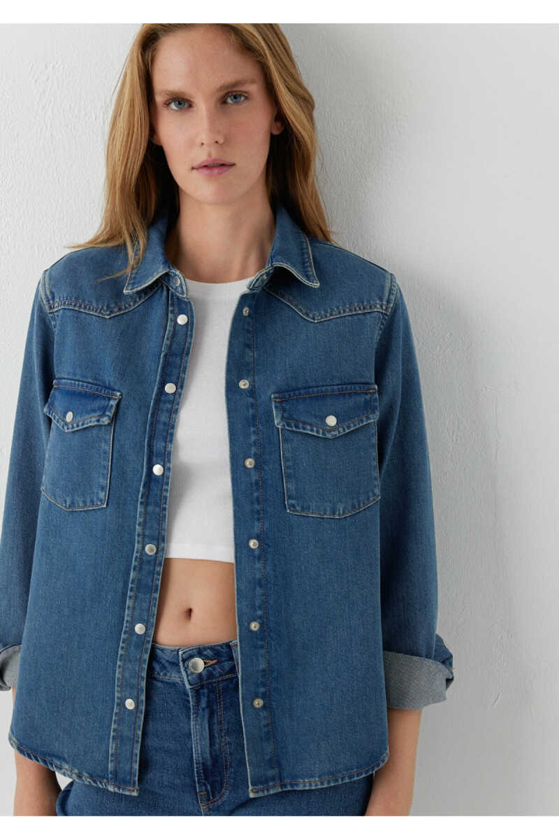 Mavi Angela Classic Denim Indigo Mavisi Kadın Jean Gömlek 1210819-A3846