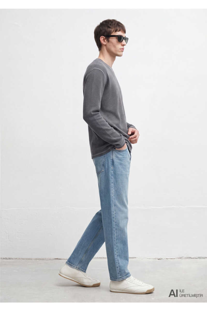Mavi Antrasit Loose Fit Erkek Basic Tişört 0620048-80776 - 2
