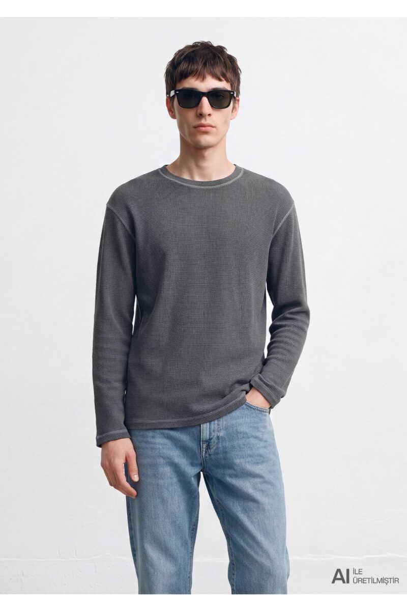 Mavi Antrasit Loose Fit Erkek Basic Tişört 0620048-80776 - 3