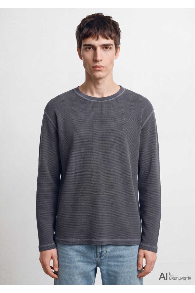 Mavi Antrasit Loose Fit Erkek Basic Tişört 0620048-80776 - 4