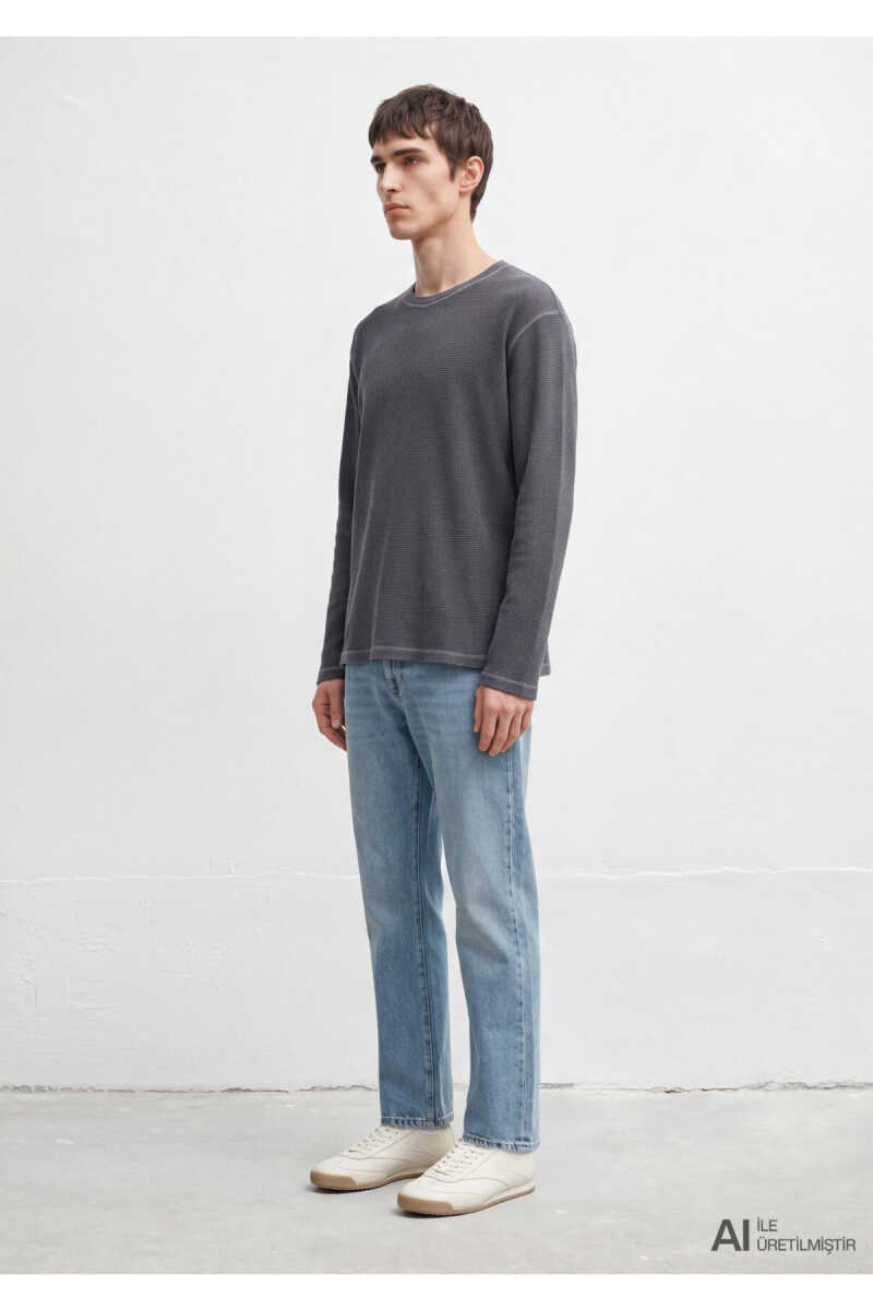 Mavi Antrasit Loose Fit Erkek Basic Tişört 0620048-80776 - 5