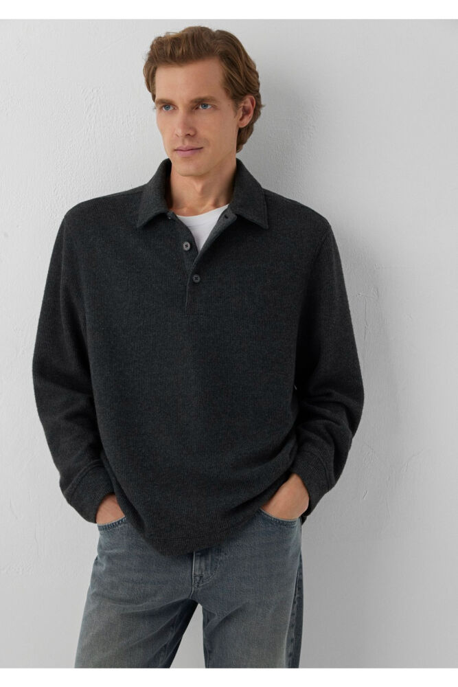 Mavi Antrasit Loose Fit Erkek Polo Sweatshirt 0S20016-80024 (1)