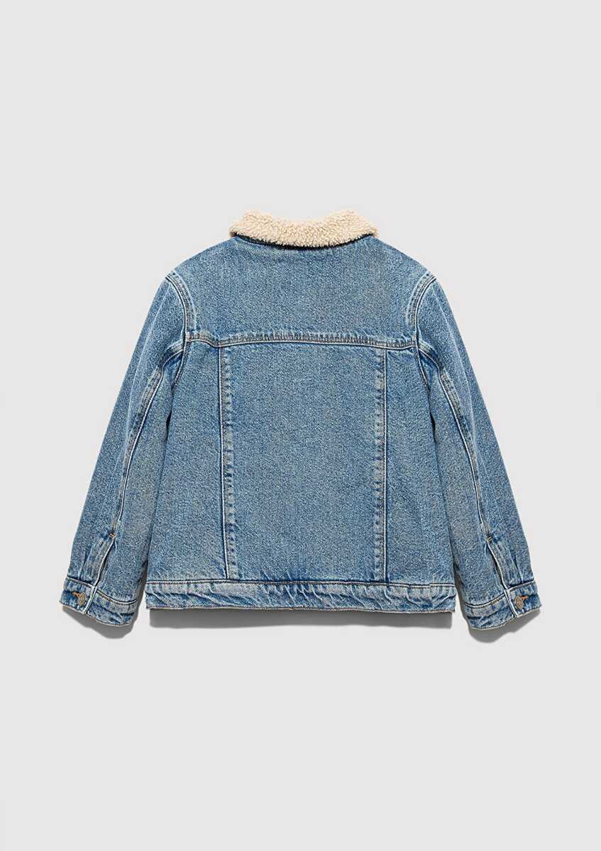 Mavi Atlas 90lar Suni Kürklü Açık Mavi Çocuk Jean Ceket 6111403-90875 - 2