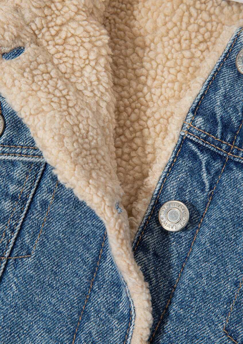 Mavi Atlas 90lar Suni Kürklü Açık Mavi Çocuk Jean Ceket 6111403-90875 - 3
