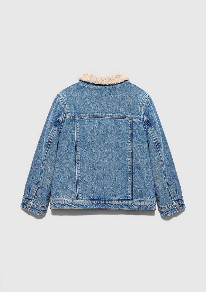 Mavi Atlas 90lar Suni Kürklü Açık Mavi Çocuk Jean Ceket 6111403-90875 - 4