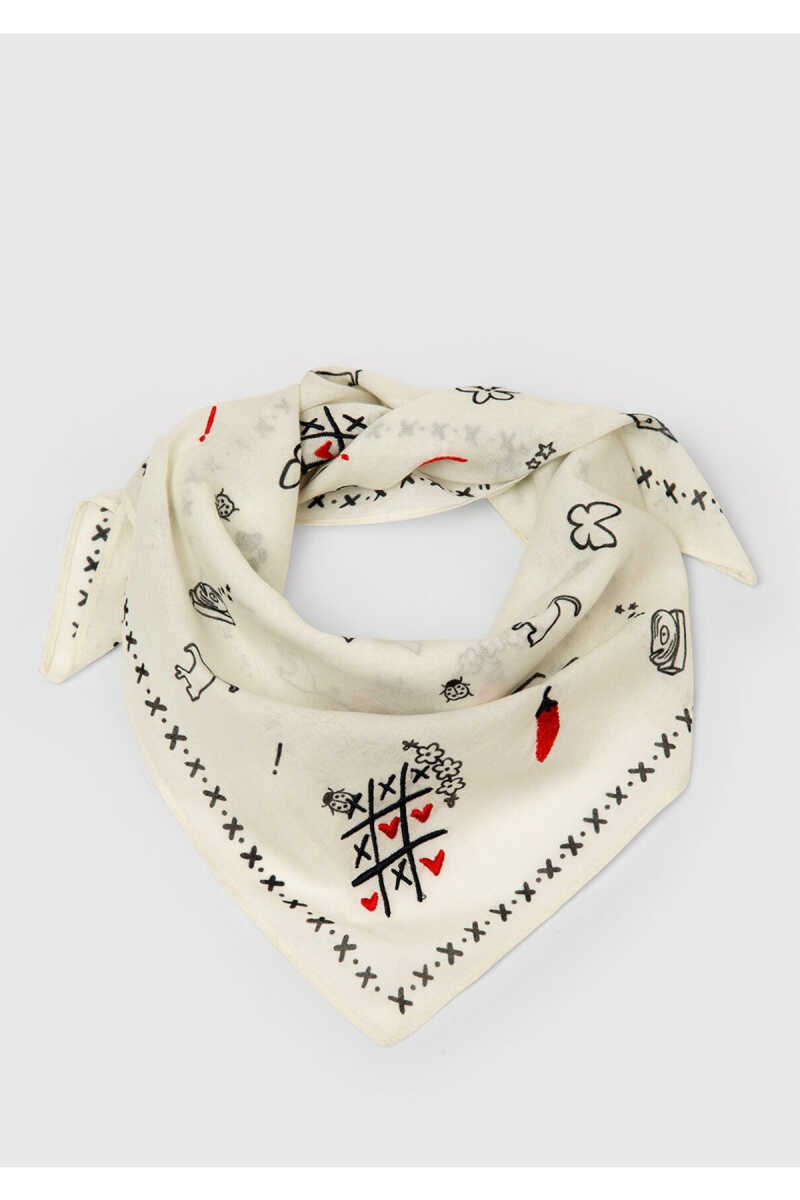 Mavi Baskılı EkruKadın Bandana 1914210-80194 - 2