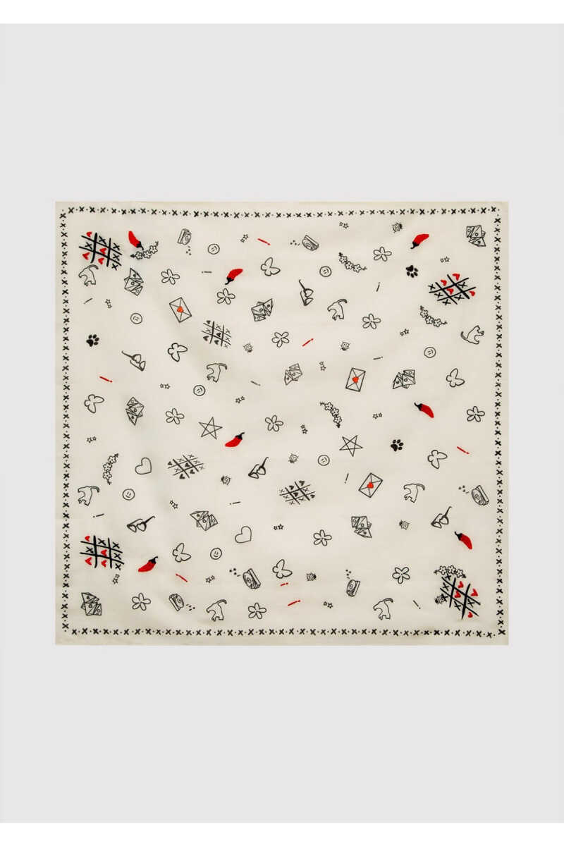 Mavi Baskılı EkruKadın Bandana 1914210-80194 - 4