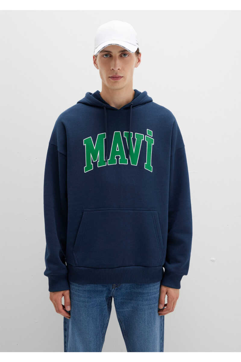 Mavi Baskılı Gece Lacivert Erkek Sweat 067149-29743 - 4