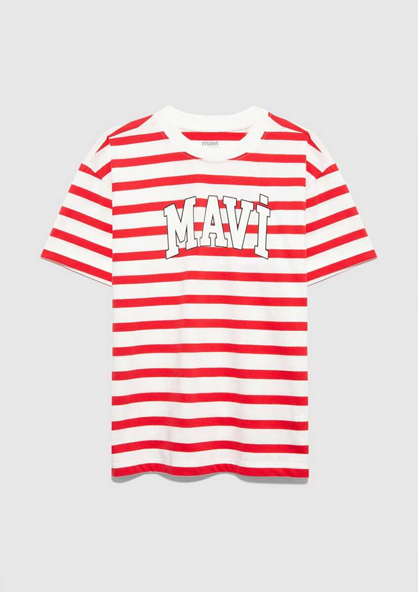 Mavi Baskılı Kırmızı Loose Fit Çocuk Tişört 6610251-91366 - 3