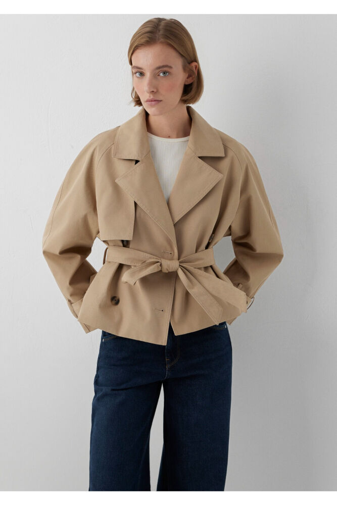 Mavi Bej Kısa Loose Fit Bej Trençkot 1110910-70202 (1)