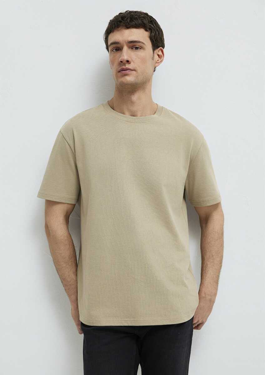 Mavi Bisiklet Yaka Bej Basic Loose Fit Erkek Tişört 0611596-70360 - 1