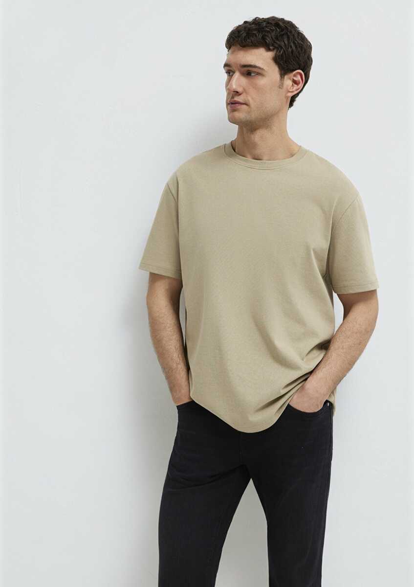 Mavi Bisiklet Yaka Bej Basic Loose Fit Erkek Tişört 0611596-70360 - 2