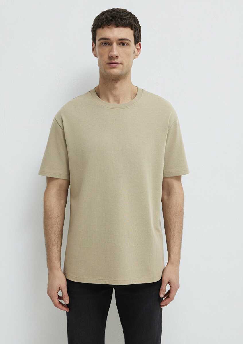 Mavi Bisiklet Yaka Bej Basic Loose Fit Erkek Tişört 0611596-70360 - 4