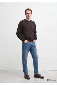 Mavi Bisiklet Yaka Kahverengi Basic Loose Fit Erkek Sweatshirt 0S10276-70219