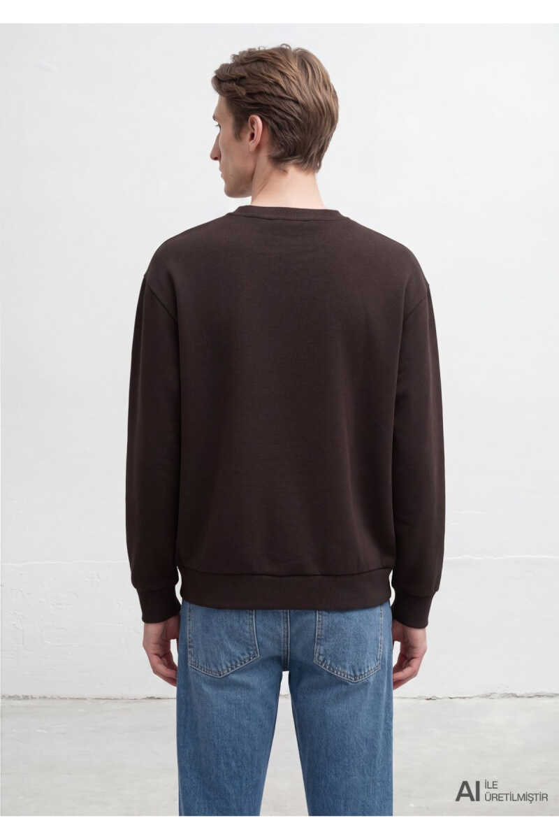 Mavi Bisiklet Yaka Kahverengi Basic Loose Fit Erkek Sweatshirt 0S10276-70219 - 5