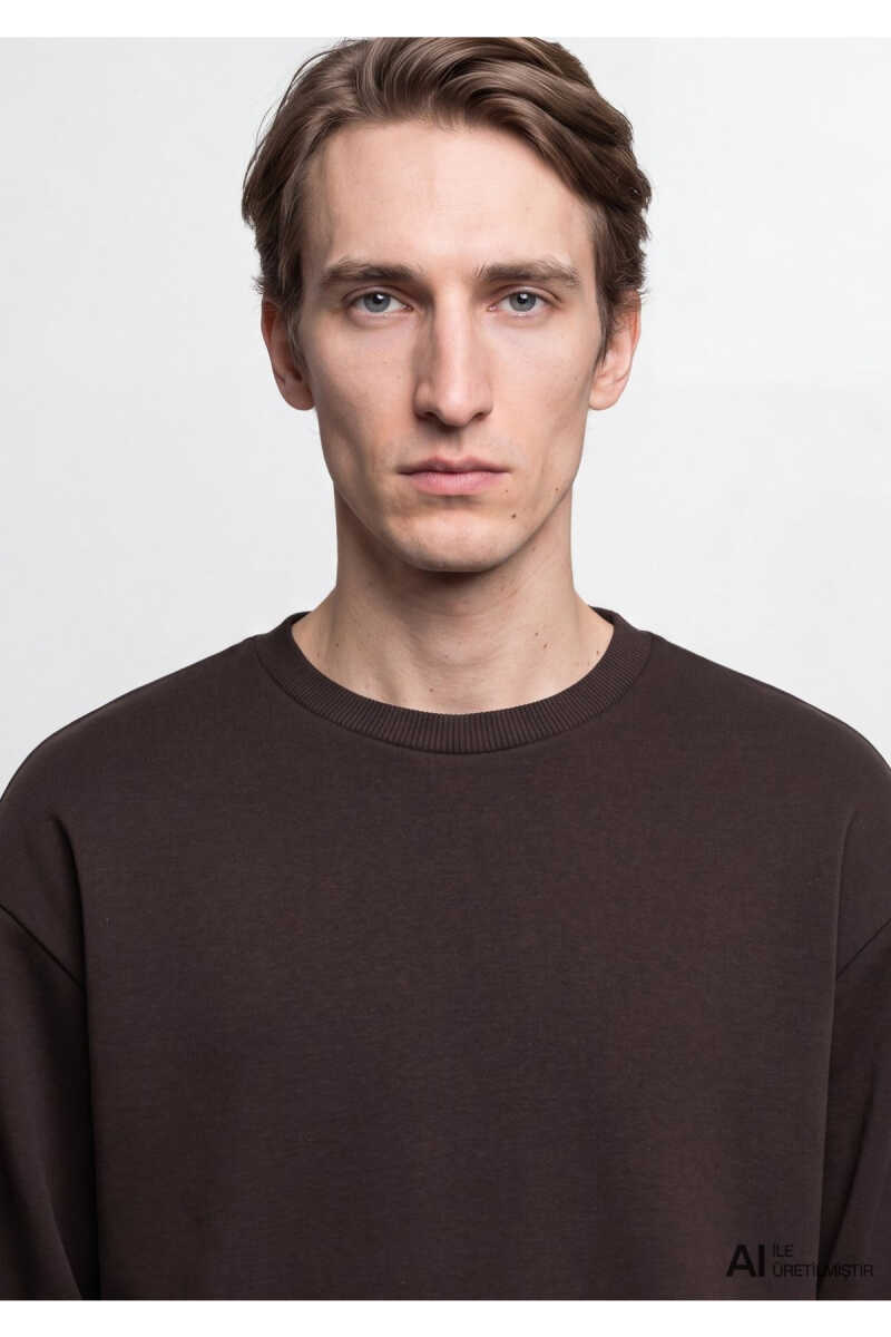 Mavi Bisiklet Yaka Kahverengi Basic Loose Fit Erkek Sweatshirt 0S10276-70219 - 6