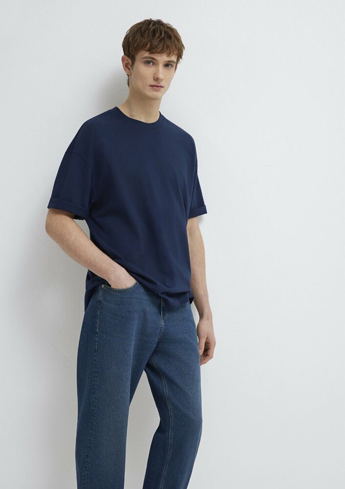 Mavi Bisiklet Yaka Lacivert Basic Oversize Erkek Tişört0613113-82318 (1)