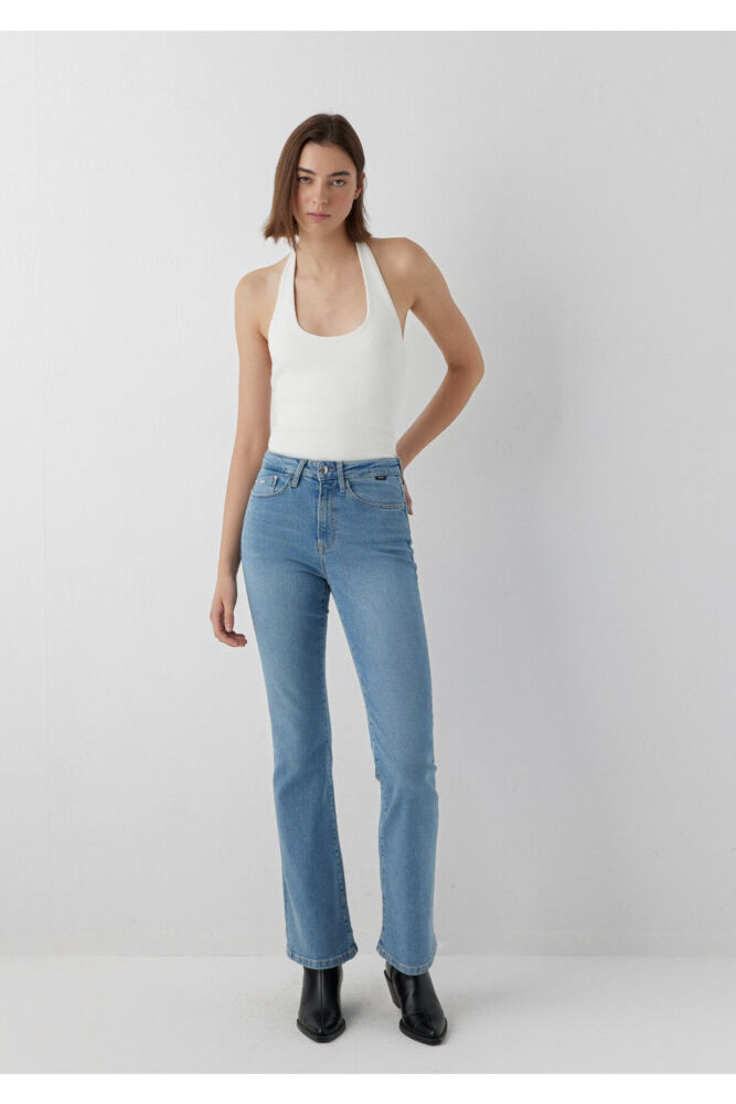Mavi Blıss Premium Blue Puslu Açık Mavi Flare Fit Kadın Jean Pantolon 101437-A7437 (1)