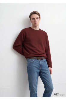 Mavi Bordo Loose Fit Erkek Sweatshirt 0S20172-70409