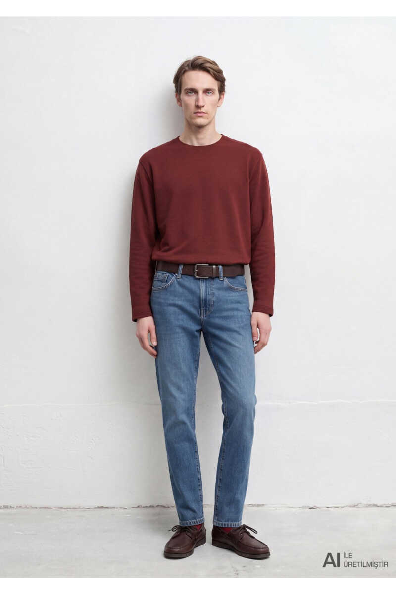 Mavi Bordo Loose Fit Erkek Sweatshirt 0S20172-70409 - 2