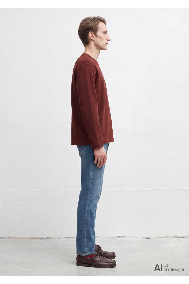 Mavi Bordo Loose Fit Erkek Sweatshirt 0S20172-70409 - 4