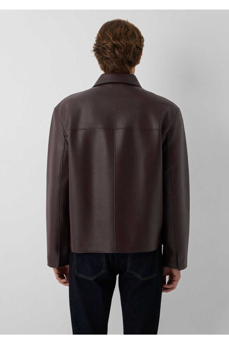 Mavi Bordo Suni Deri Loose Fit Kadın Ceket 0110858-70223 - 5