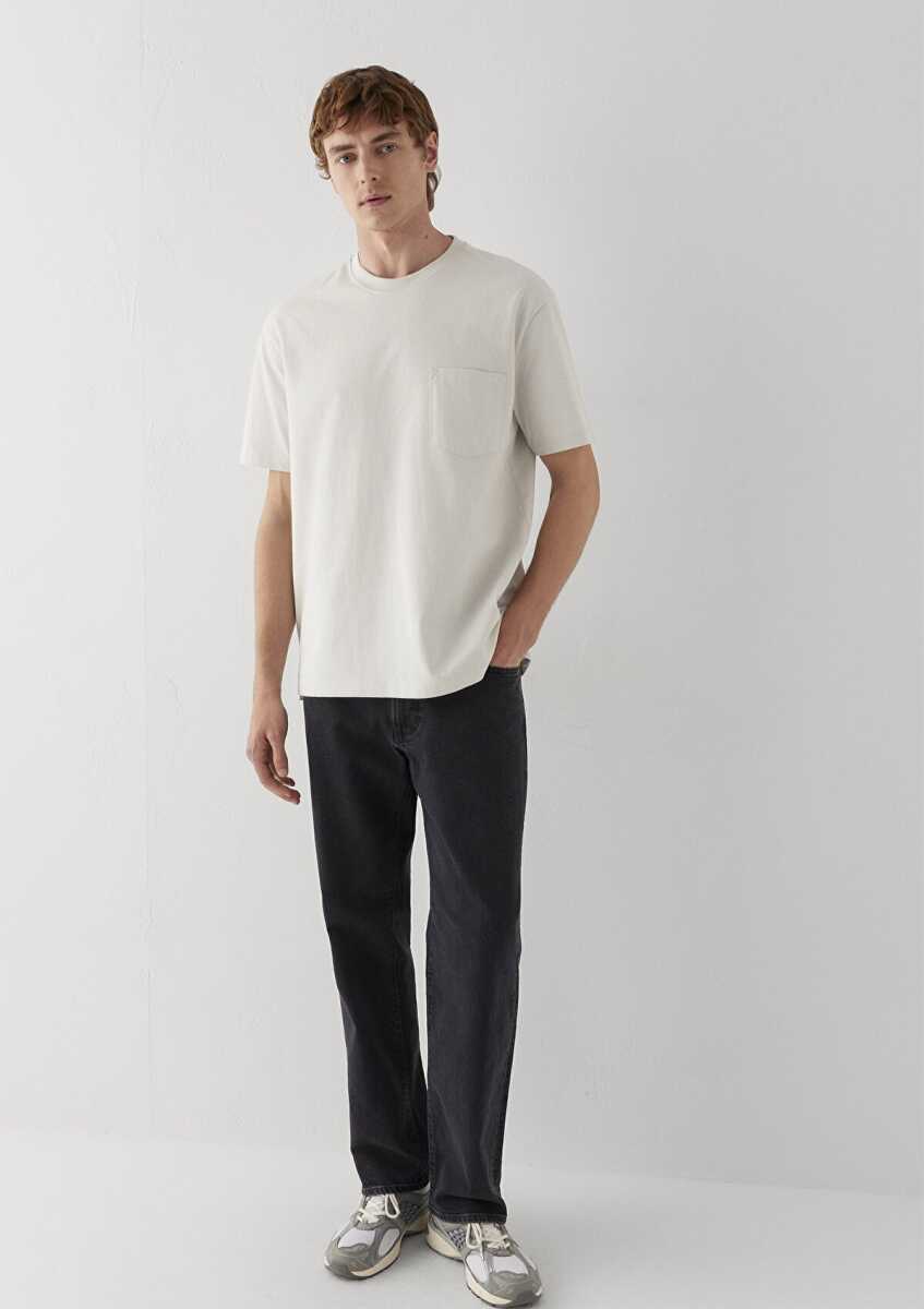 Mavi Cep Detaylı Gri Basic Loose Fit Erkek Tişört 066248-70080 - 1