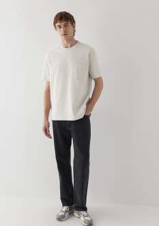 Mavi Cep Detaylı Gri Basic Loose Fit Erkek Tişört 066248-70080