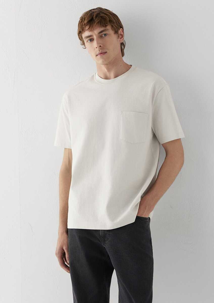 Mavi Cep Detaylı Gri Basic Loose Fit Erkek Tişört 066248-70080 - 2