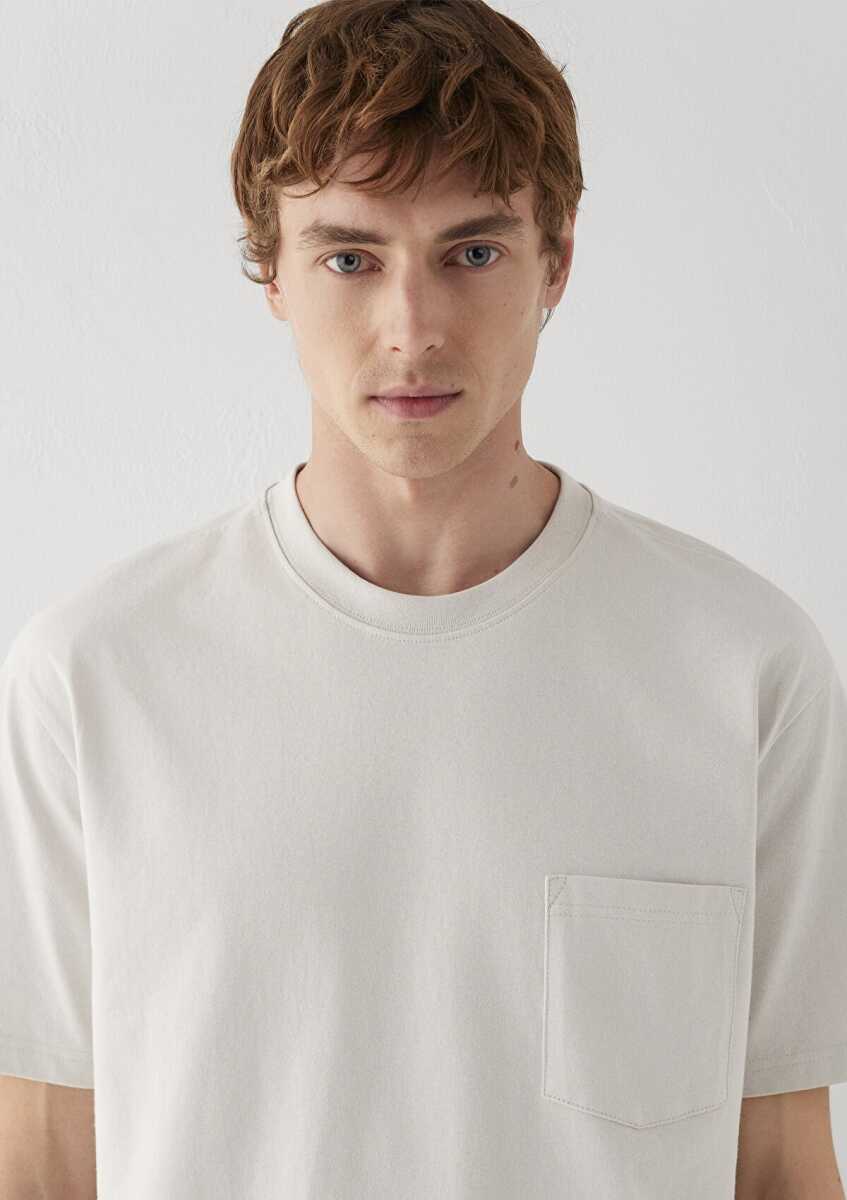 Mavi Cep Detaylı Gri Basic Loose Fit Erkek Tişört 066248-70080 - 6