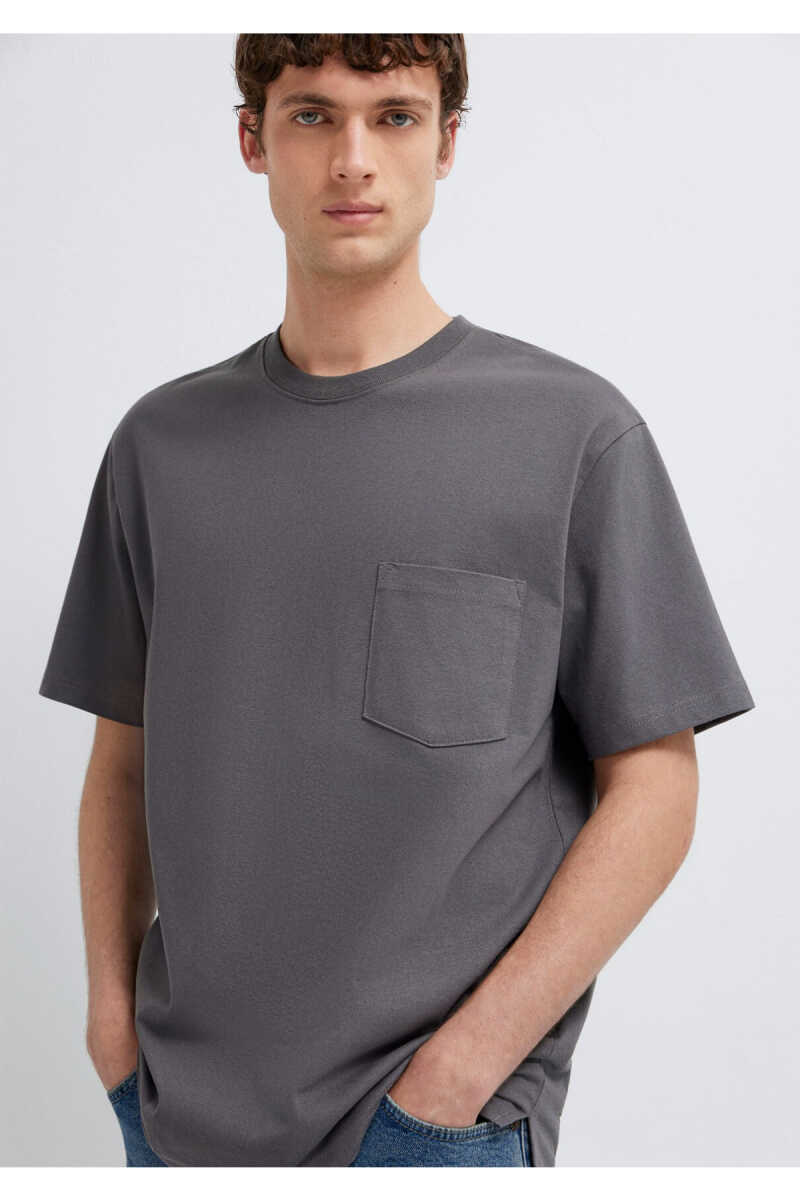 Mavi Cep Detaylı Gri Basic Loose Fit Erkek Tişört 066248-85309 - 2