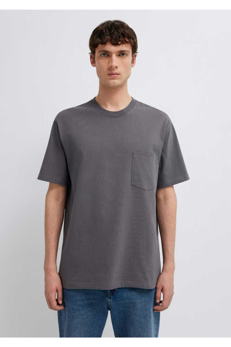 Mavi Cep Detaylı Gri Basic Loose Fit Erkek Tişört 066248-85309 - 3